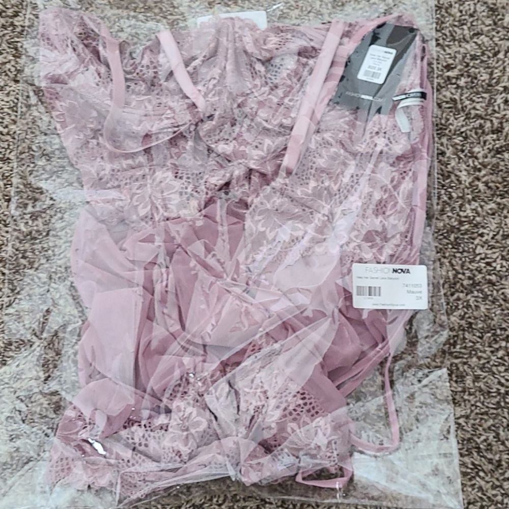 Keep Her Secret Lace Babydoll - Mauve
